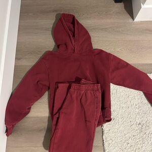 Aritzia Red Hoodie and Pants Set